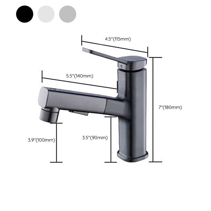 Lisslune | Vessel Sink Faucet Modern Pull-Out Bathroom Faucet with One Lever Handle