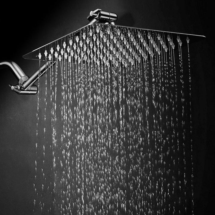 Lisslune | Contemporary Shower Combo Fixed Shower Head Stainless Steel Wall Mounted Square Shower Head