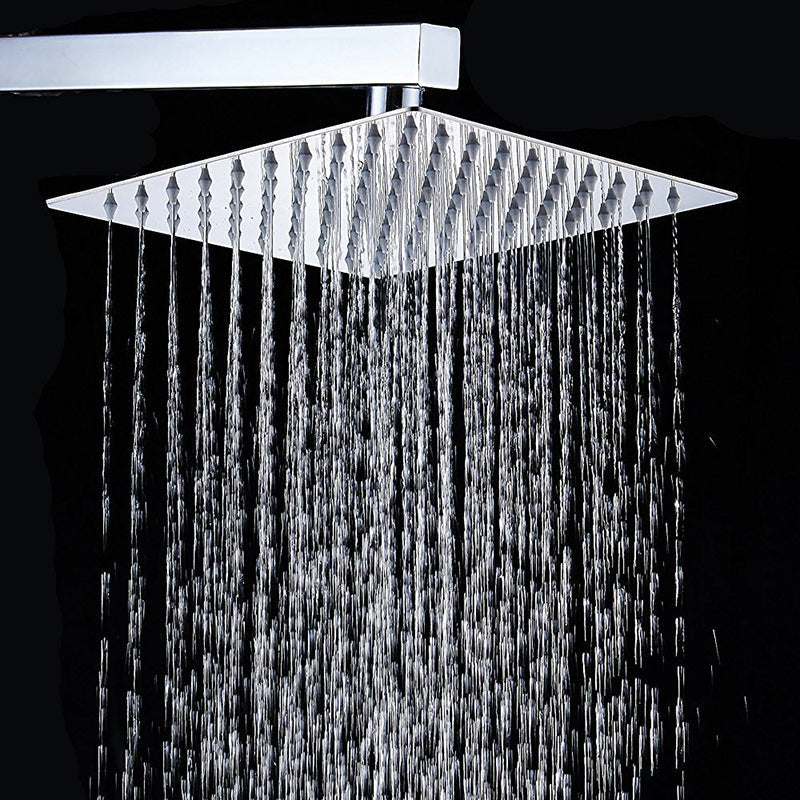 Lisslune | Contemporary Shower Combo Fixed Shower Head Stainless Steel Wall Mounted Square Shower Head