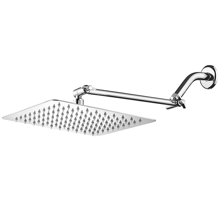 Lisslune | Contemporary Shower Combo Fixed Shower Head Stainless Steel Wall Mounted Square Shower Head