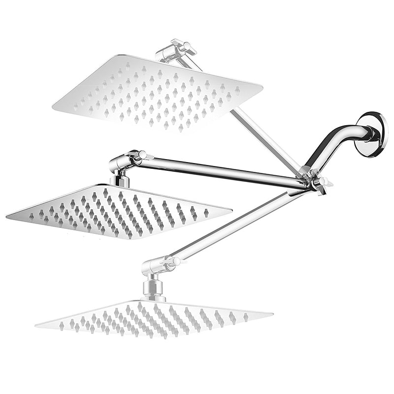 Lisslune | Contemporary Shower Combo Fixed Shower Head Stainless Steel Wall Mounted Square Shower Head
