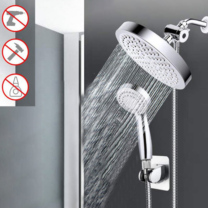 Lisslune | Contemporary Shower Combination Double Shower Head Chrome Wall Mount Round Shower Head