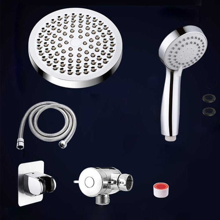 Lisslune | Contemporary Shower Combination Double Shower Head Chrome Wall Mount Round Shower Head
