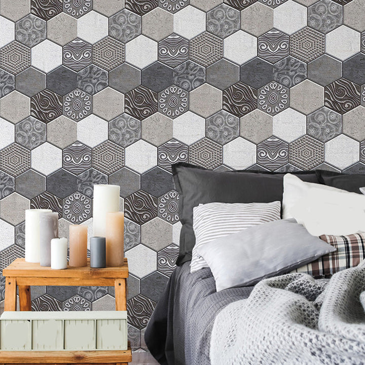 Lisslune | Tile-Peel & Stick Hexagon Waterproof Plastic Tile-Peel & Stick for Shower 2-Pack