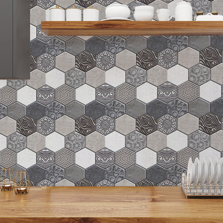 Lisslune | Tile-Peel & Stick Hexagon Waterproof Plastic Tile-Peel & Stick for Shower 2-Pack