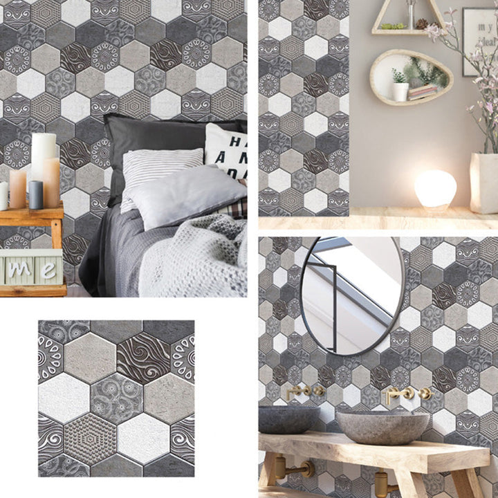 Lisslune | Tile-Peel & Stick Hexagon Waterproof Plastic Tile-Peel & Stick for Shower 2-Pack