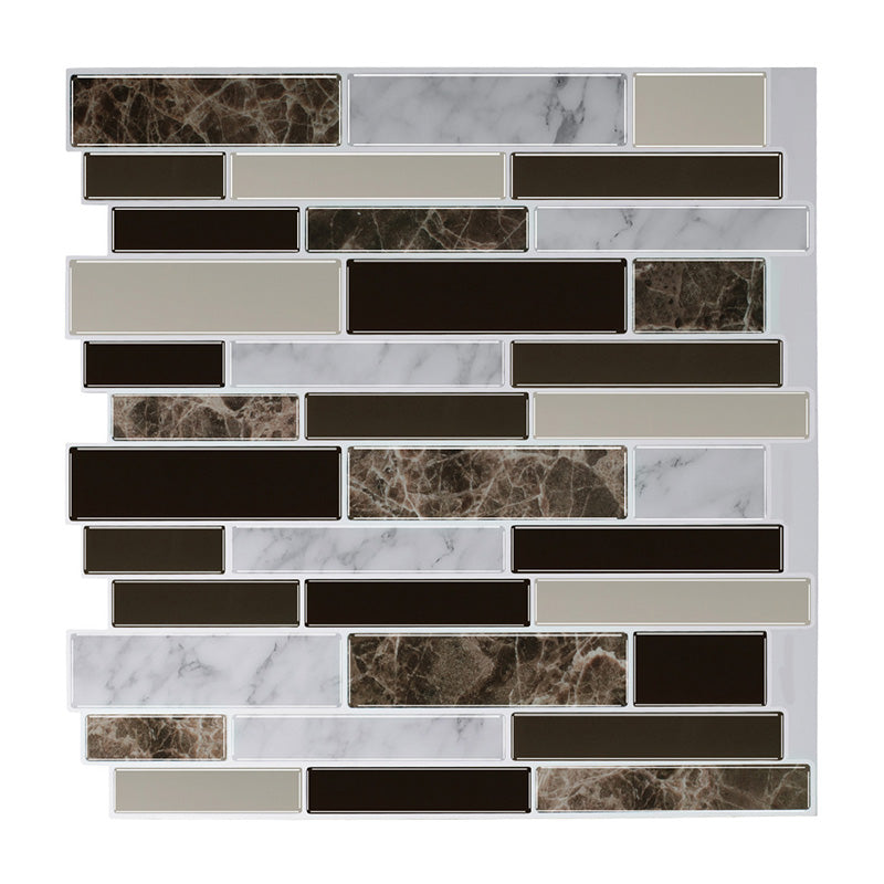 Lisslune | PVC Peel & Stick Tile Subway Rectangle Stain Resistant Peel & Stick Tile for the Kitchen