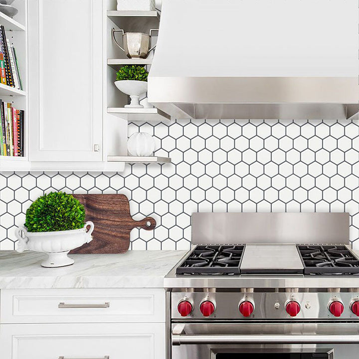 Lisslune | Peel and Stick Wall Tile Waterproof Hexagonal PVC Peel and Stick Wall Tile