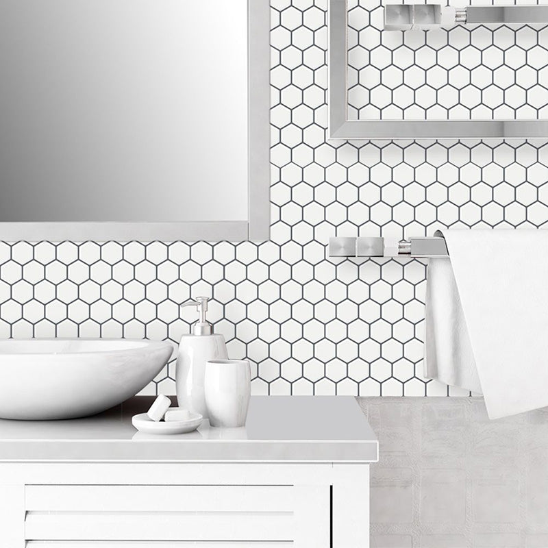 Lisslune | Peel and Stick Wall Tile Waterproof Hexagonal PVC Peel and Stick Wall Tile