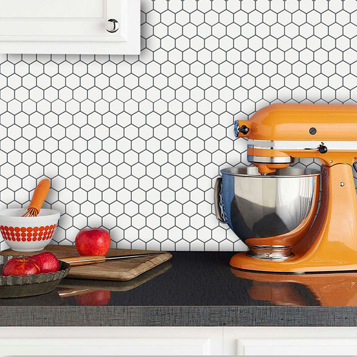 Lisslune | Peel and Stick Wall Tile Waterproof Hexagonal PVC Peel and Stick Wall Tile