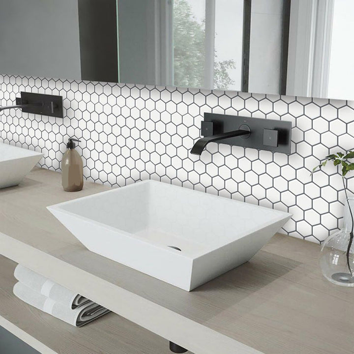 Lisslune | Peel and Stick Wall Tile Waterproof Hexagonal PVC Peel and Stick Wall Tile