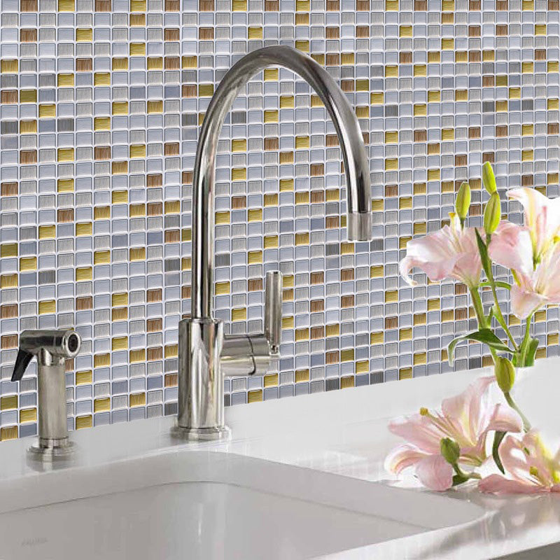 Lisslune | Peel and Stick Tile Mosaic Stain-resistant square Peel and Stick tile for the kitchen