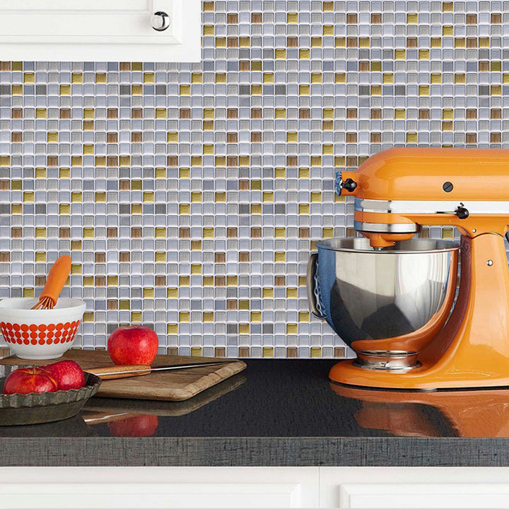 Lisslune | Peel and Stick Tile Mosaic Stain-resistant square Peel and Stick tile for the kitchen