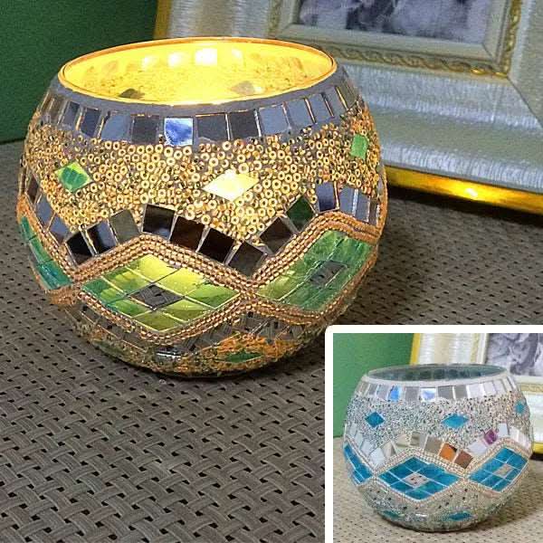 Lisslune | Mosaic Glass Candle Holder for Home Decor