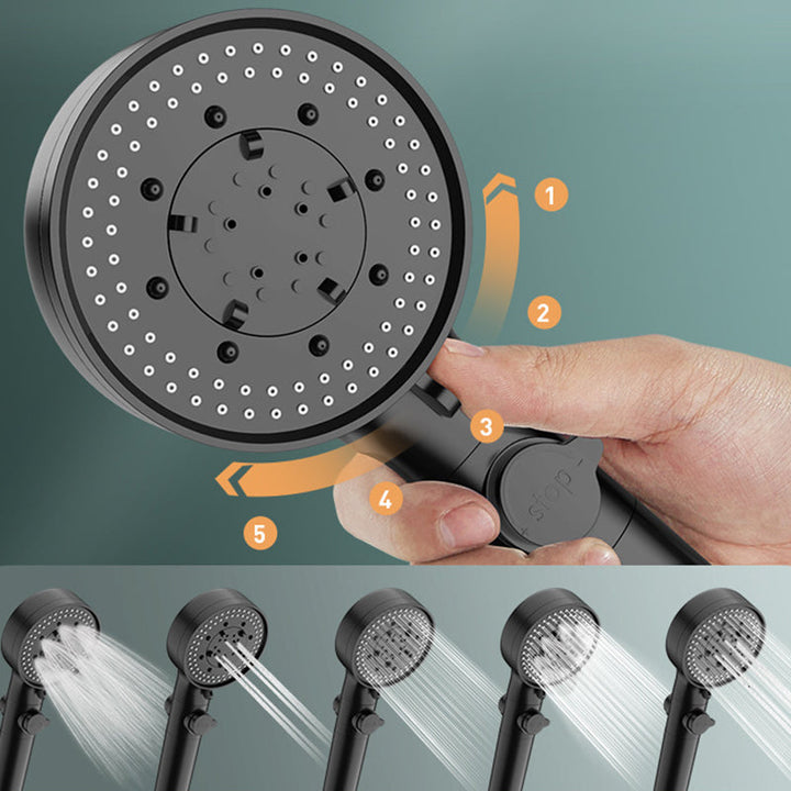Lisslune | Bathroom Showerhead 5-Spray Round Handheld Shower Holder Wall Mount Showerhead