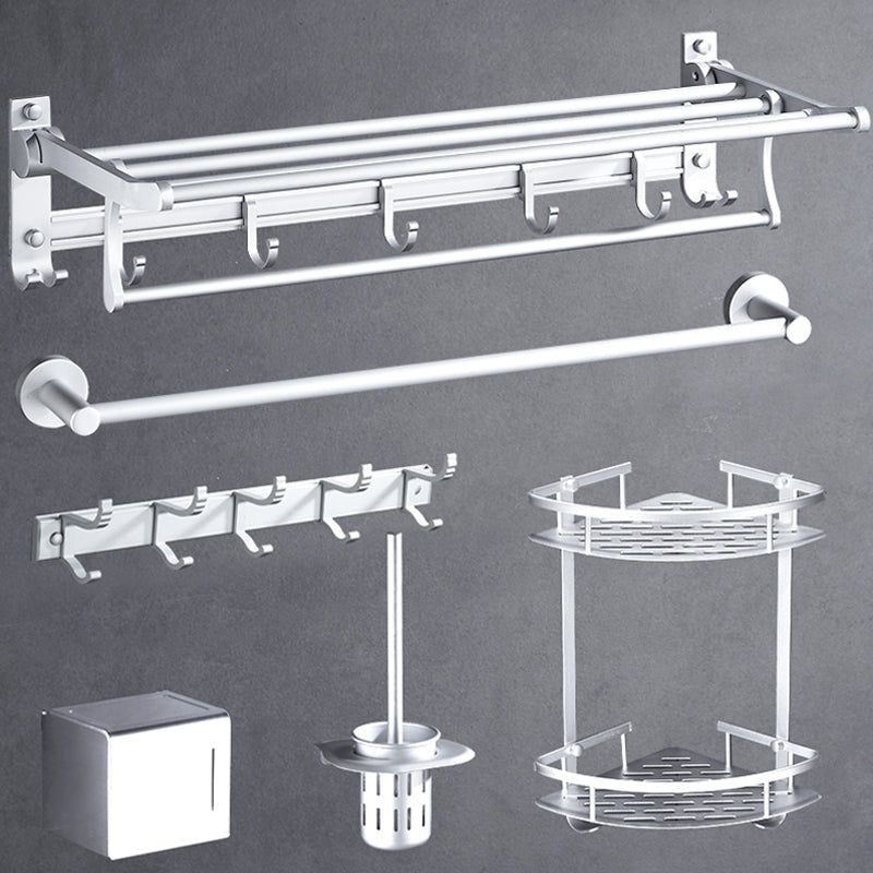Lisslune | Silver Modern Bathroom Accessory Set with Bath Shelf/Towel Holder & Bathrobe Hook