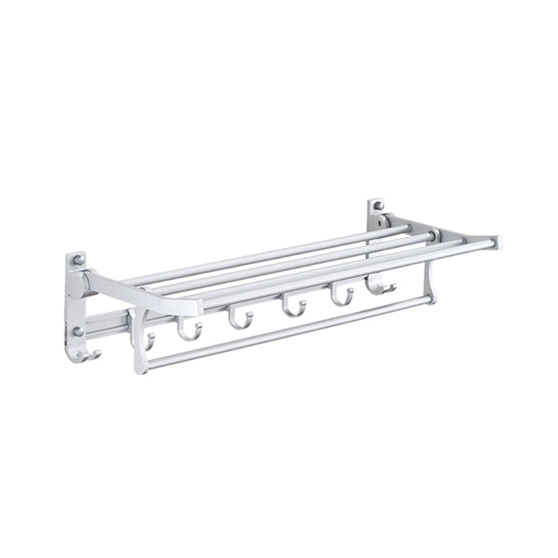 Lisslune | Silver Modern Bathroom Accessory Set with Bath Shelf/Towel Holder & Bathrobe Hook
