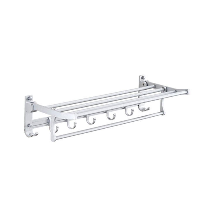 Lisslune | Silver Modern Bathroom Accessory Set with Bath Shelf/Towel Holder & Bathrobe Hook