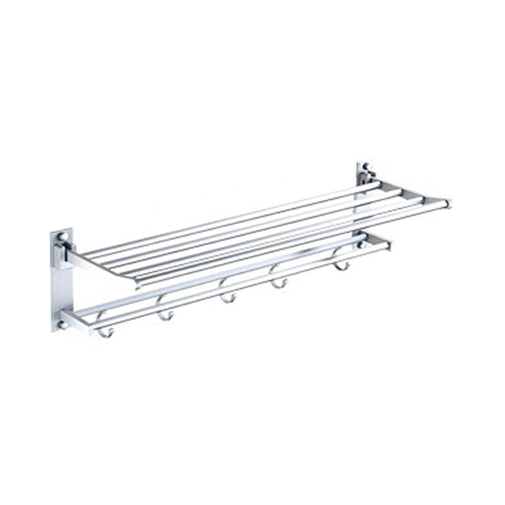 Lisslune | Silver Modern Bathroom Accessory Set with Bath Shelf/Towel Holder & Bathrobe Hook