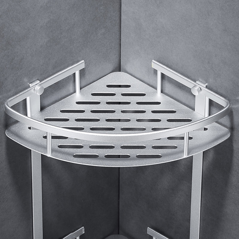 Lisslune | Silver Modern Bathroom Accessory Set with Bath Shelf/Towel Holder & Bathrobe Hook