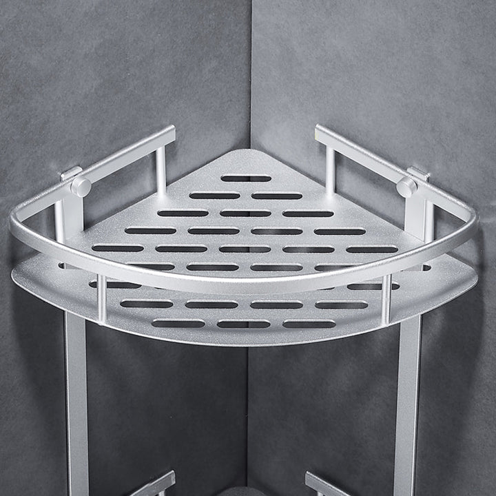 Lisslune | Silver Modern Bathroom Accessory Set with Bath Shelf/Towel Holder & Bathrobe Hook
