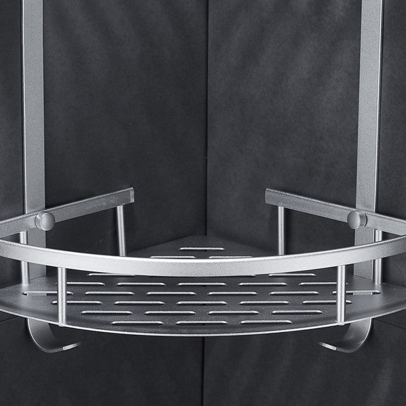 Lisslune | Silver Modern Bathroom Accessory Set with Bath Shelf/Towel Holder & Bathrobe Hook