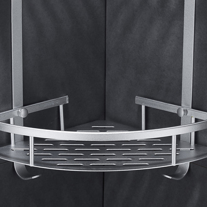 Lisslune | Silver Modern Bathroom Accessory Set with Bath Shelf/Towel Holder & Bathrobe Hook