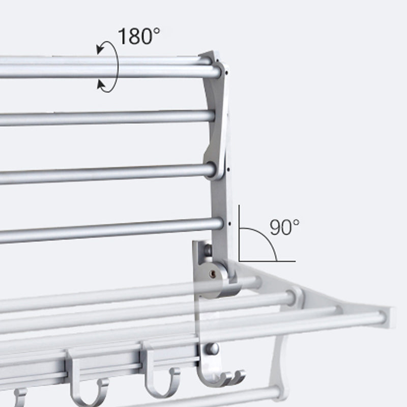 Lisslune | Silver Modern Bathroom Accessory Set with Bath Shelf/Towel Holder & Bathrobe Hook