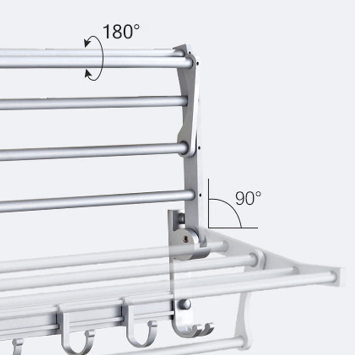 Lisslune | Silver Modern Bathroom Accessory Set with Bath Shelf/Towel Holder & Bathrobe Hook
