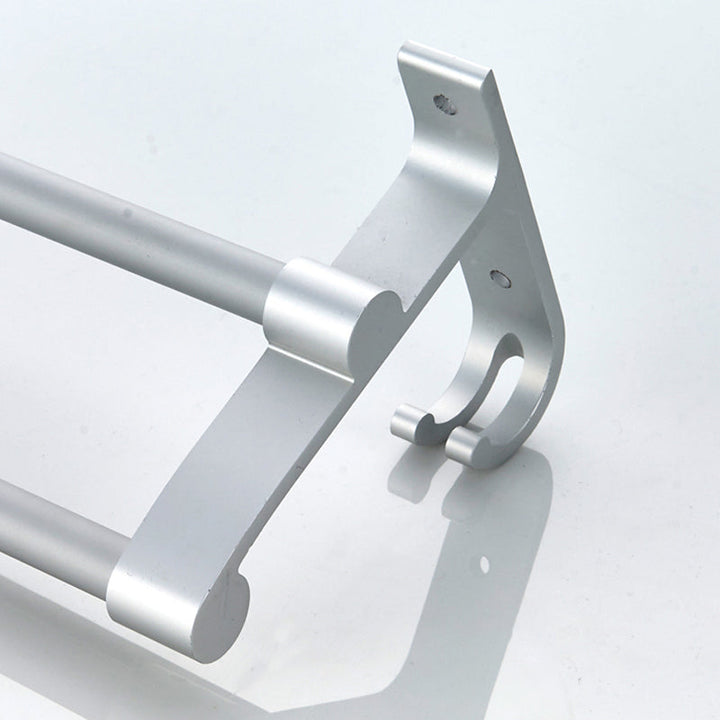 Lisslune | Silver Modern Bathroom Accessory Set with Bath Shelf/Towel Holder & Bathrobe Hook