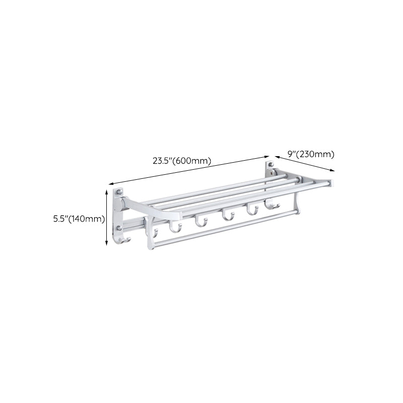 Lisslune | Silver Modern Bathroom Accessory Set with Bath Shelf/Towel Holder & Bathrobe Hook