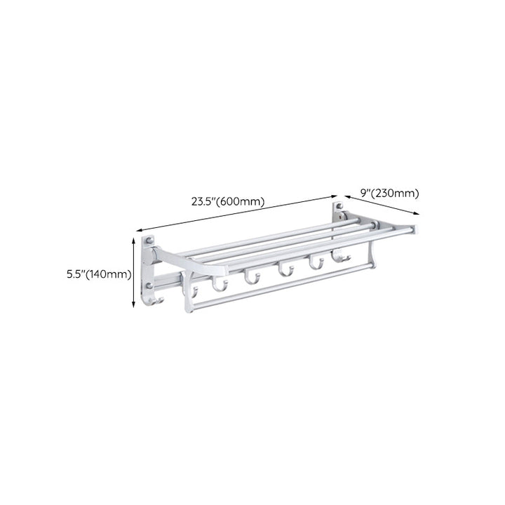 Lisslune | Silver Modern Bathroom Accessory Set with Bath Shelf/Towel Holder & Bathrobe Hook