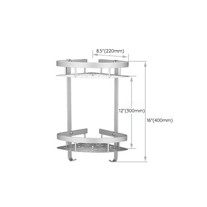 Lisslune | Silver Modern Bathroom Accessory Set with Bath Shelf/Towel Holder & Bathrobe Hook