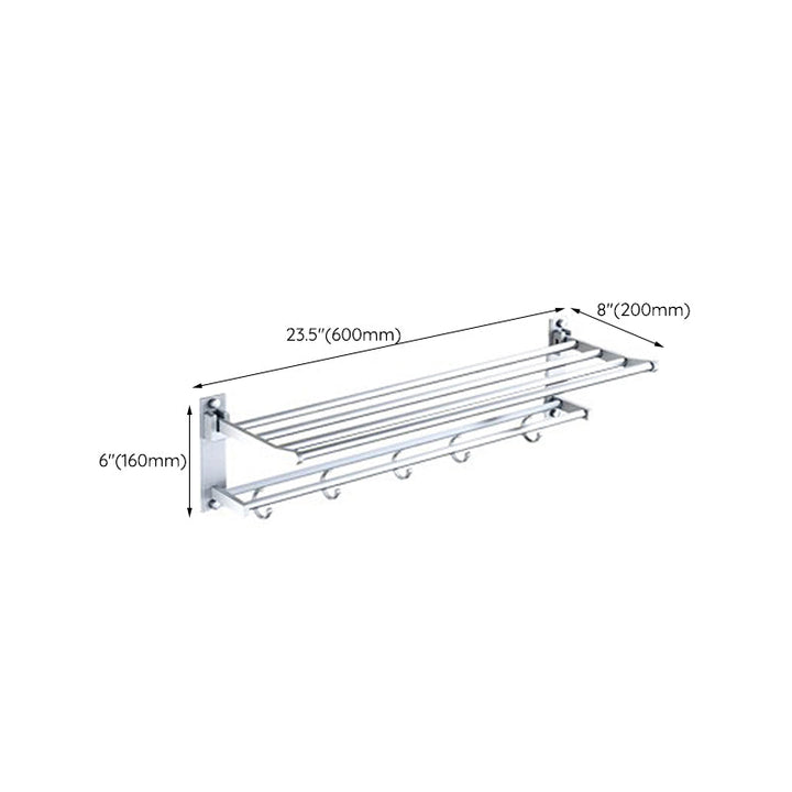 Lisslune | Silver Modern Bathroom Accessory Set with Bath Shelf/Towel Holder & Bathrobe Hook