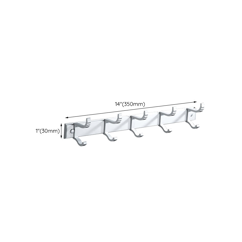 Lisslune | Silver Modern Bathroom Accessory Set with Bath Shelf/Towel Holder & Bathrobe Hook