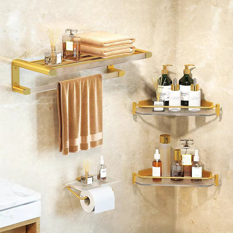 Lisslune | Modern Bathroom Hardware Set Towel Holder Bathroom Shelf Gray/Gold Bathroom Hardware Set