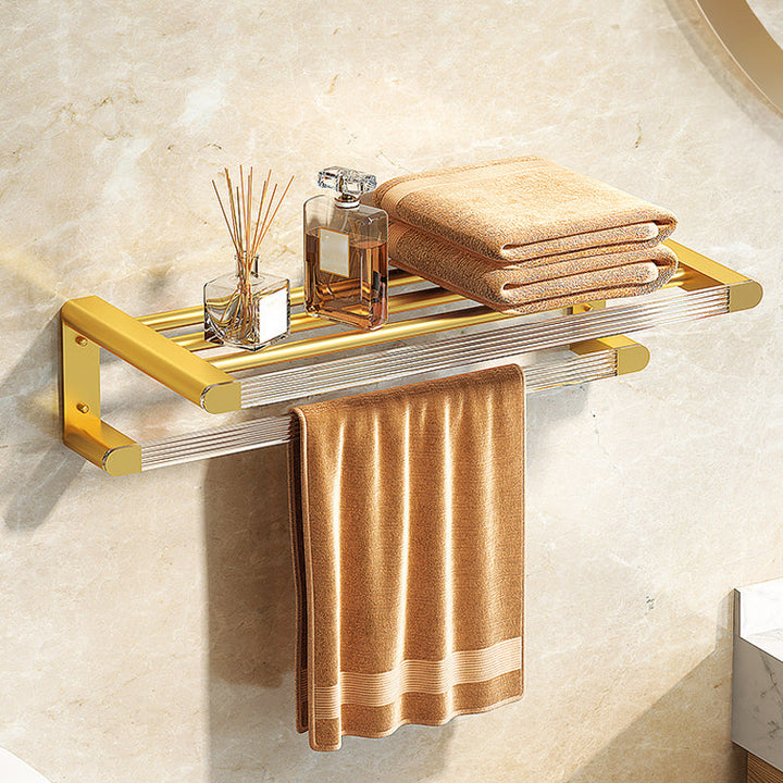 Lisslune | Modern Bathroom Hardware Set Towel Holder Bathroom Shelf Gray/Gold Bathroom Hardware Set