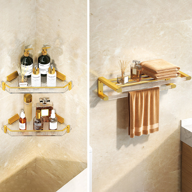 Lisslune | Modern Bathroom Hardware Set Towel Holder Bathroom Shelf Gray/Gold Bathroom Hardware Set