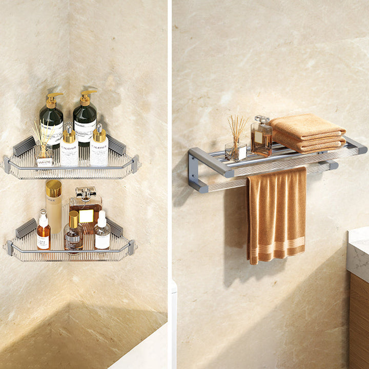Lisslune | Modern Bathroom Hardware Set Towel Holder Bathroom Shelf Gray/Gold Bathroom Hardware Set