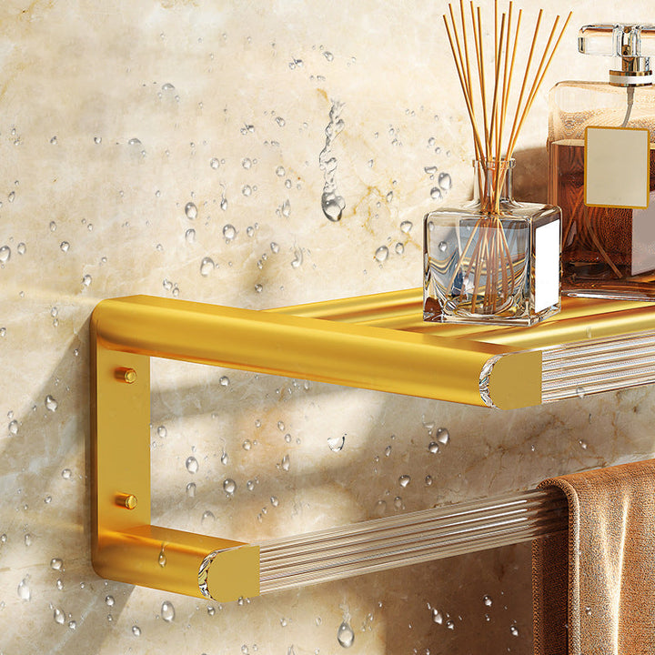 Lisslune | Modern Bathroom Hardware Set Towel Holder Bathroom Shelf Gray/Gold Bathroom Hardware Set