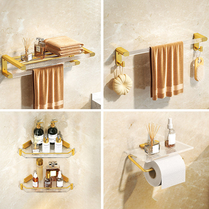 Lisslune | Modern Bathroom Hardware Set Towel Holder Bathroom Shelf Gray/Gold Bathroom Hardware Set