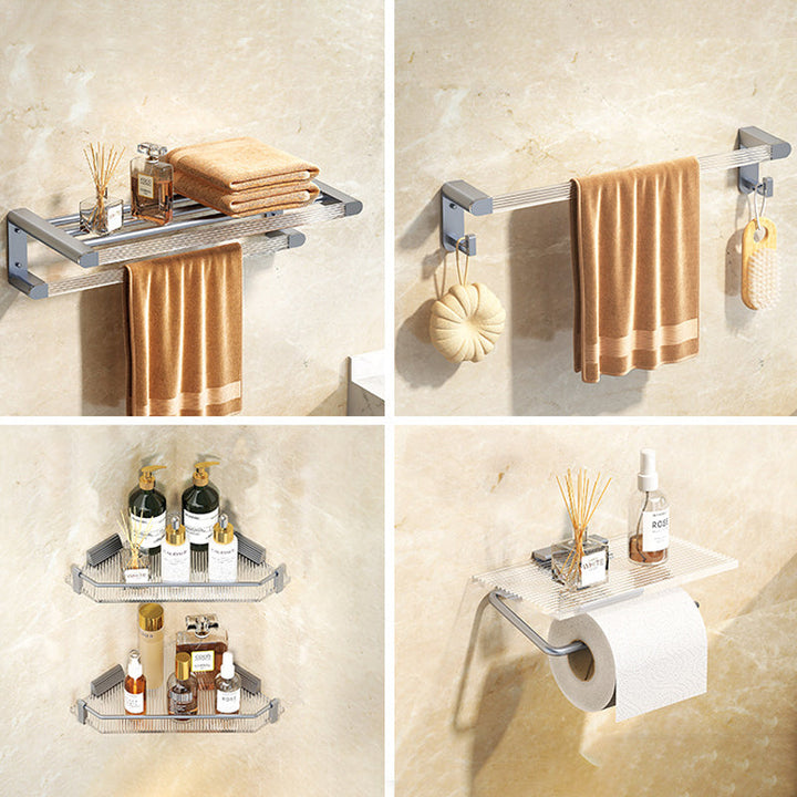Lisslune | Modern Bathroom Hardware Set Towel Holder Bathroom Shelf Gray/Gold Bathroom Hardware Set