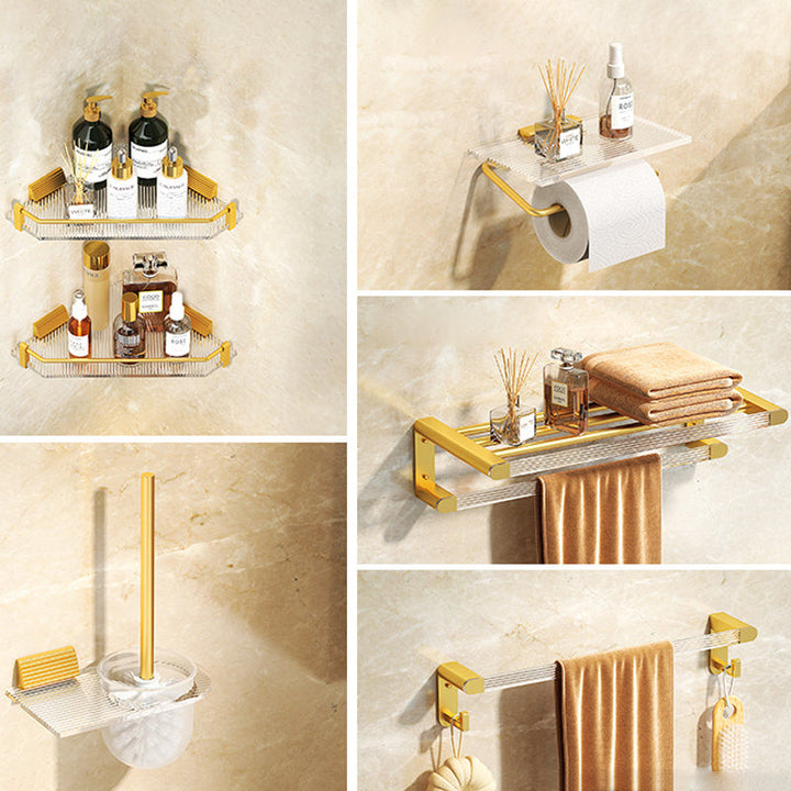 Lisslune | Modern Bathroom Hardware Set Towel Holder Bathroom Shelf Gray/Gold Bathroom Hardware Set