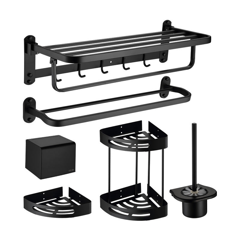 Lisslune | Modern Bathroom Accessory Set Bath Shelf Towel Holder Matte Black Bath Hardware Set