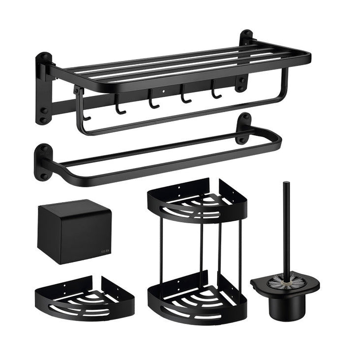 Lisslune | Modern Bathroom Accessory Set Bath Shelf Towel Holder Matte Black Bath Hardware Set