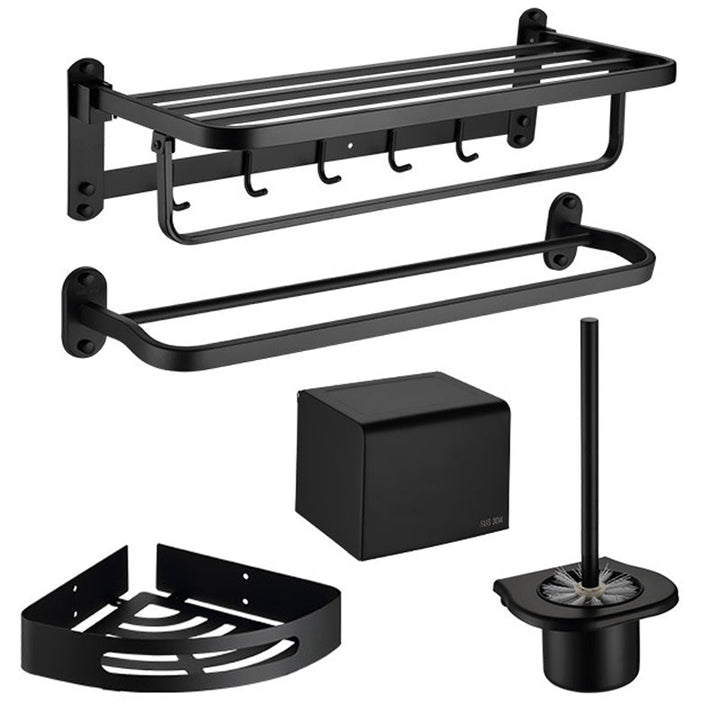 Lisslune | Modern Bathroom Accessory Set Bath Shelf Towel Holder Matte Black Bath Hardware Set