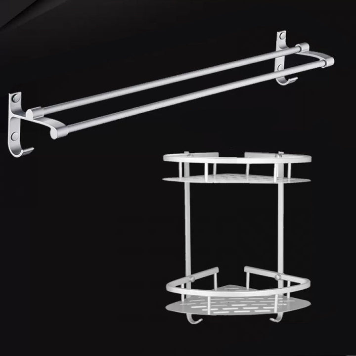 Lisslune | Silver Contemporary Bathroom Hardware Set Stainless Steel Aluminum Bathroom Set