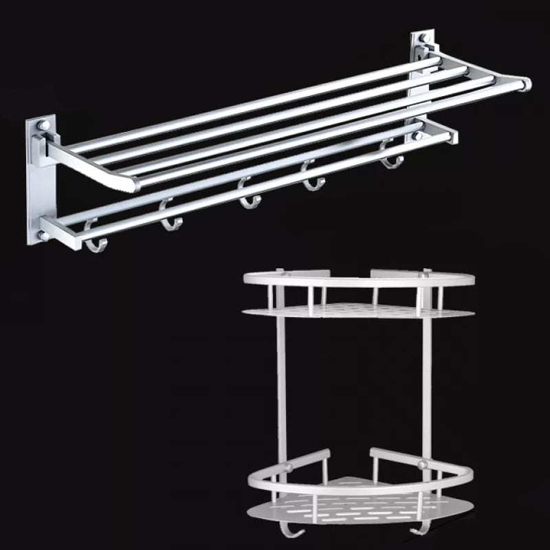 Lisslune | Silver Contemporary Bathroom Hardware Set Stainless Steel Aluminum Bathroom Set