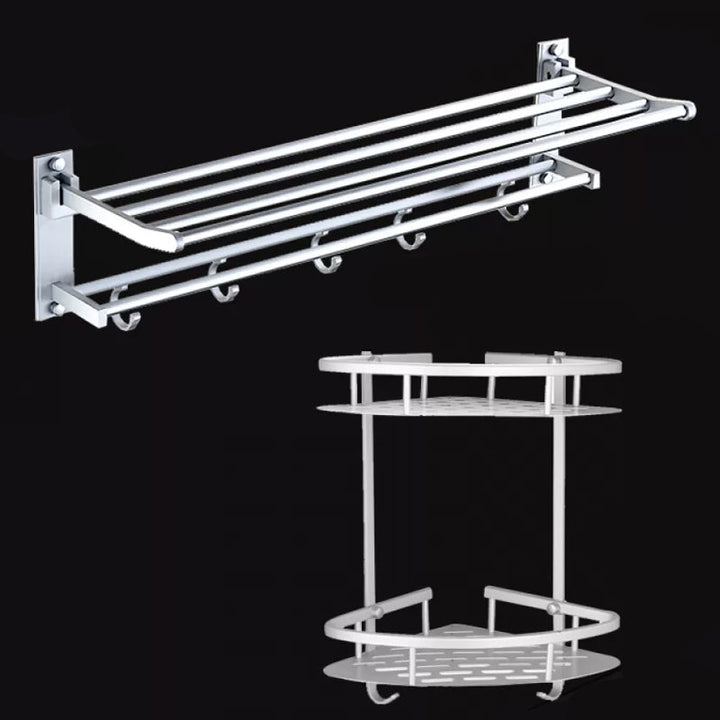 Lisslune | Silver Contemporary Bathroom Hardware Set Stainless Steel Aluminum Bathroom Set