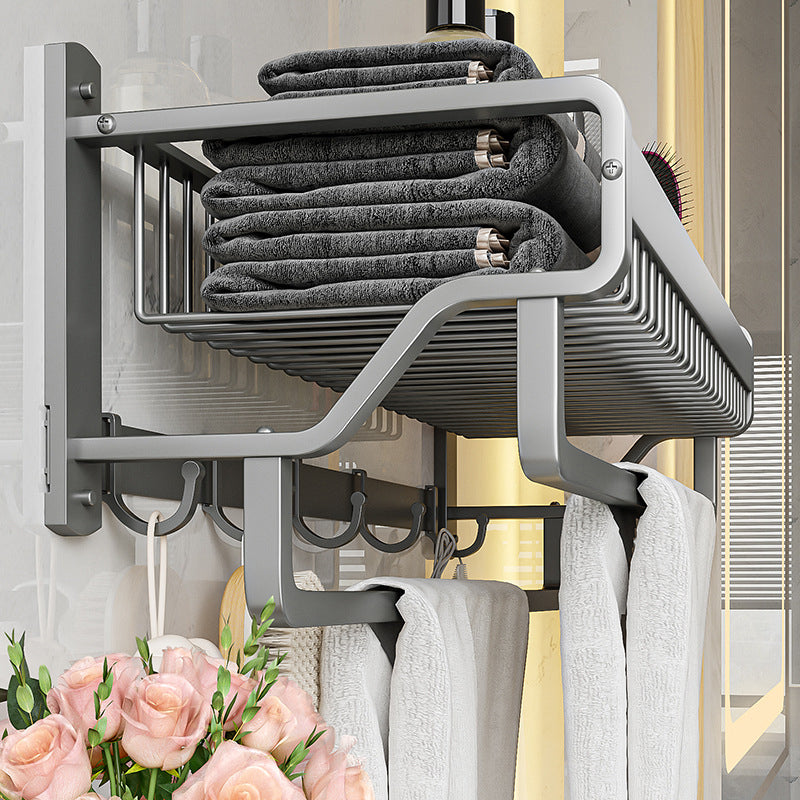 Lisslune | Modern Metal Bathroom Accessory Set Polished Silver Bathroom Shelf/Paper Holder/Roben Hook